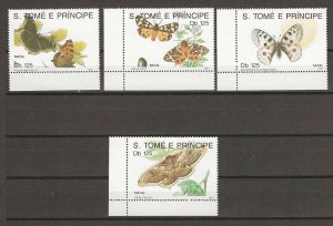 SAO TOME & PRINCIPE 1991 BUTTERFLY SET + 1 MINI SHEET MNH Cat £14