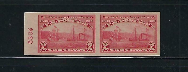 US #373 1909 HUDSON-FULTON CELEBRATION- IMPERFORATE PAIR- MINT NEVER HINGED