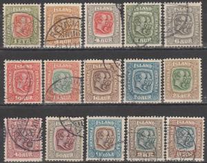 Iceland #71-85 F-VF Used CV $708.50 (S1667)