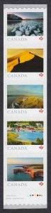 BOTTOM INSCRIPTION = FAR AND WIDE = strip 5 Coil sts MNH Canada 2020 #3212-3216