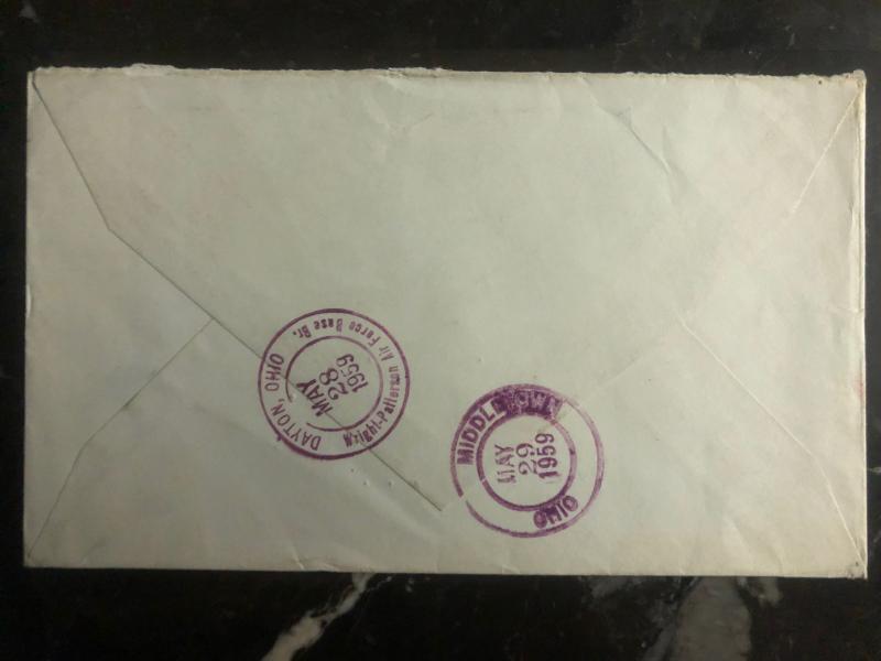 1959 Habana Cuba Airmail Registered cover to Middletown OH USA