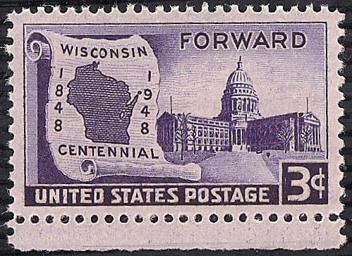 957 3 cents Wisconsin Statehood Stamp mint OG NH EGRADED XF 92 XXF