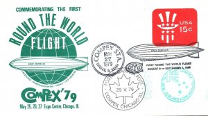 CACHET COVER FIRST ROUND THE WORLD FLIGHT GRAF ZEPPELIN IN 1929 ON COMPEX '79