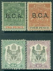 EDW1949SELL : BRITISH CENTRAL AFRICA 1891-97 Scott #2, 3, 48, 50 VF MOG Cat $104