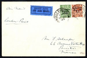 1925 (Nov 12) cover from Dublin to Paris per 1st Night Airmail from London