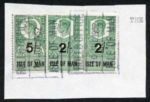 Isle of Man KGVI 5/- and 2 x 2/- Key Plate Type Revenue CDS on Piece