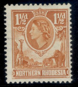 NORTHERN RHODESIA QEII SG63, 1½d orange-brown, M MINT.