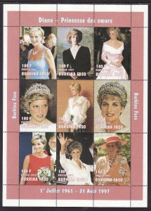 Burkina Faso-unused NH sheet-Royalty-Princess Diana-1961-