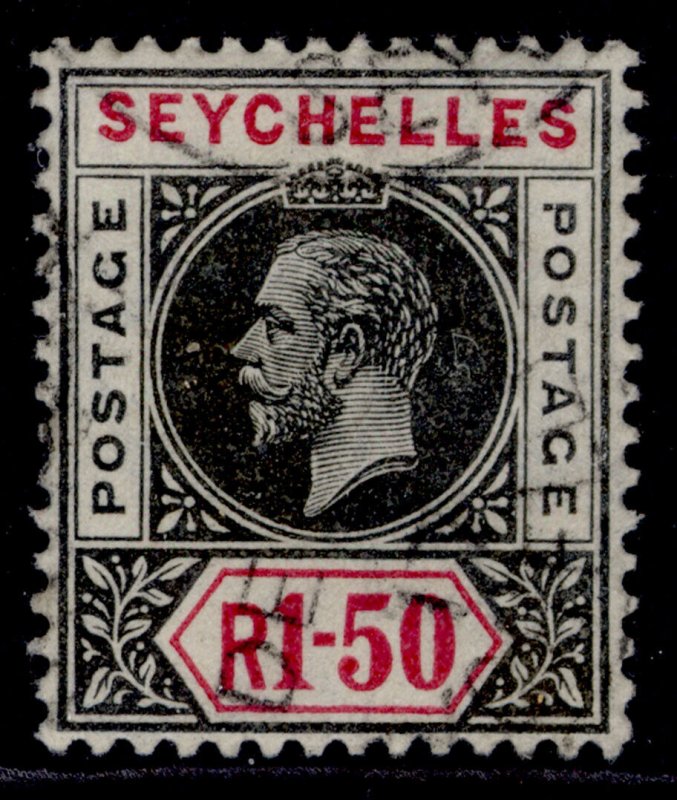 SEYCHELLES GV SG80, 1r 50 black & carmine, FINE USED.