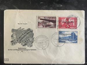 1955 Saar Germany First Day Cover FDC Plebiscite # 257-259 Cachet