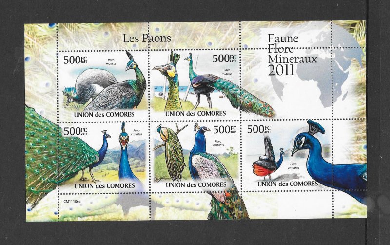 BIRDS - COMORO ISLANDS  PEACOCKS   MNH