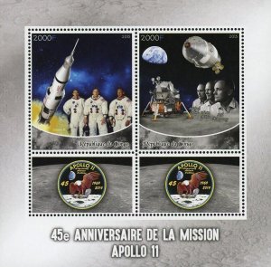 Congo Apollo 11 Space Saturn V Astronaut Souvenir Sheet of 2 Stamps Mint NH