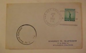 NEWFOUNDLAND MARINE DET ARGENTIA NEVAC CENSORED CARD 1942 JAN 7