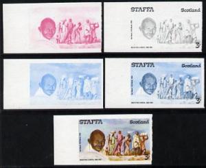 Staffa 1979 Gandhi 3p (on Salt March) set of 5 imperf pro...