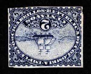 COLOMBIA CIGARETTE TAX REVENUE STAMP 2¢ IMPERF NO GUM