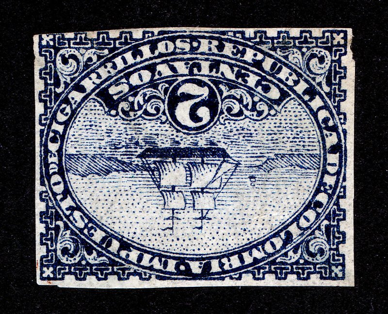 COLOMBIA CIGARETTE TAX REVENUE STAMP 2¢ IMPERF NO GUM