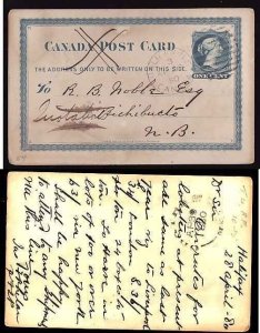 Canada-cover  #11902 -  1c QV stationery-Halifax,NS Canada duple