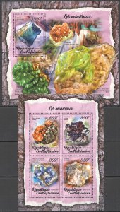 HM0903 2018 CENTRAL AFRICA MINERALS GEOLOGY CRYSTALS NATURE #7545-9+BL1710 MNH