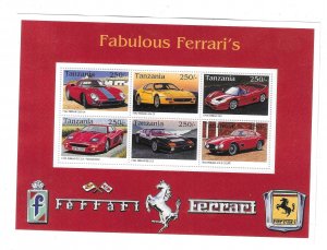 Tanzania 1996 Ferrari Cars Sheet Sc 1497 MNH C14