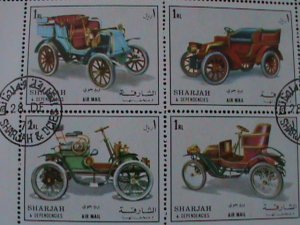 ​SHARJAH-1972  BEAUTIFUL RARE CLASSIC ANTIQUE CARS CTO S/S VERY FINE