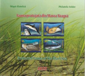 Romania STAMPS FOLDER 2022 FISH PROTECTED SPECIES BLACK SEA POST LIMITED EDITION