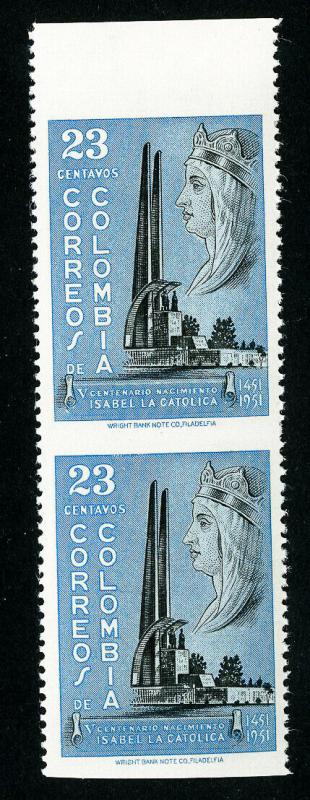 Colombia Stamps # 611 XF OG NH Imperforate Horizontal Pair