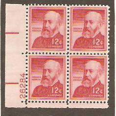 #1045 Benjamin Harrison Plate Block LH