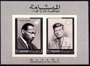 MANAMA #104A HUMAN RIGHTS MARTIN L KING & J KENNEDY SOUVENIR SHEET - MNH