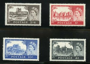 GREAT BRITAIN SCOTT#309/12 CASTLES MINT NEVER HINGED