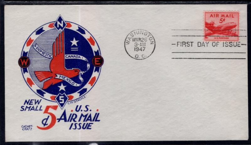 US C33 Airplane Cachet Craft Staehle U/A FDC