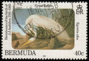 Bermuda 467 - Used - 40c Great Egret (1985) (cv $1.65) (2)