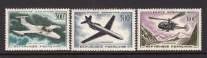 France 1957-1959 Airmail High Values 300fr-1000fr Mint H #C34-36