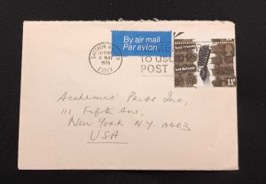 DM)1976, GREAT BRITAIN, LETTER SENT TO THE U.S.A, WITH SOCIAL REFORMS STAMP,