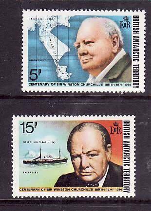 British Antarctic Territory-Sc#62-3- id9-unused NH set-Winston Churchill-1974-