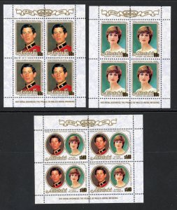 Aitutaki 247-249 MNH 1981 Wedding. Blocks of 4