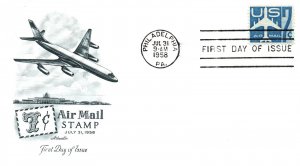 US FIRST DAY COVER SCOTT C51 7c AIR MAIL BY ARTMASTER PHILADELPHIA CANCEL 1958
