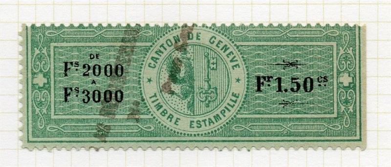 Switzerland 1902 Geneve Canton Commercial Goods Stamp Fine Used 1Fr.50c. 141977