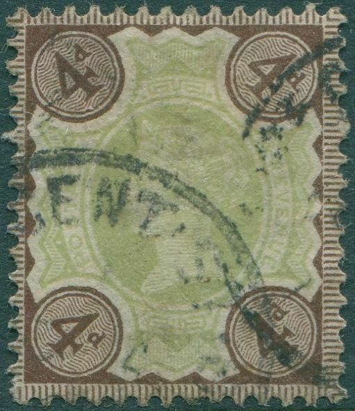 Great Britain 1887 SG205a 4d and deep brown QV #1 FU 