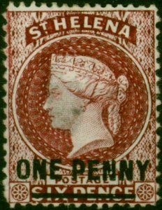 St Helena 1876 1d Lake SG21 P.14 x 12.5 Good MM