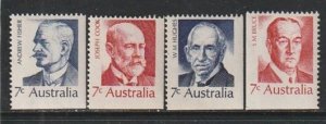 1972 Australia - Sc 514-7 - MNH VF - 4 single - Prime Ministers