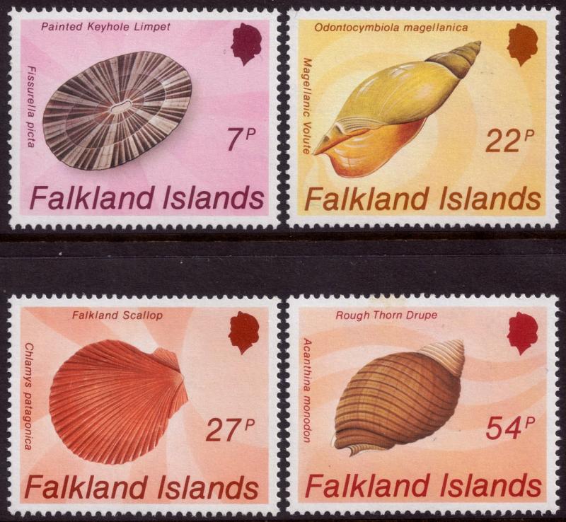 Falkland Islands 1986 Seashells Set of 4 SG 518-521 MNH Slight Toning on 54p