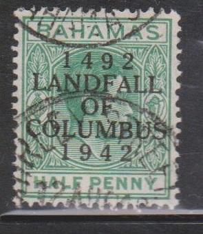 BAHAMAS Scott # 116 Used - KGVI Columbus Overprint