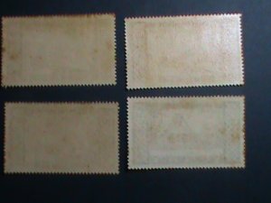 ​LAOS STAMP:1952- SC#C1-4-WOMAN WAVING & HUT  MINT STAMP SET-VERY OLD AIRMAIL