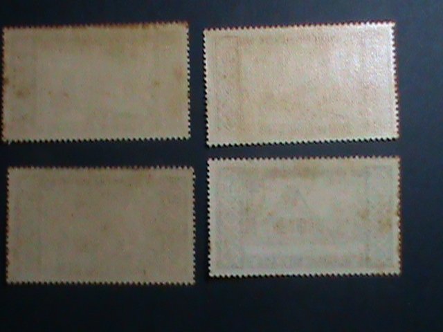 ​LAOS STAMP:1952- SC#C1-4-WOMAN WAVING & HUT  MINT STAMP SET-VERY OLD AIRMAIL