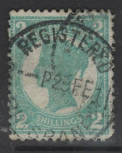 QUEENSLAND SG300 1908 2/= TURQUOISE-GREEN USED