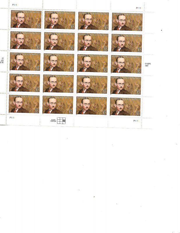 US Stamps/Sheets/Postage Scott #3221 Stephen V Benet MNH F-VF OG FV $6.40