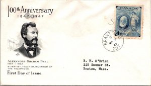 Canada 1947 FDC - 100th Anniversary AG Bell - Artcraft - Brantford, Ont - F78792