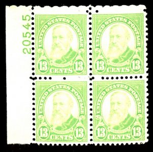 U.S. #694 MINT PL# BLOCK OF 4 OG NH