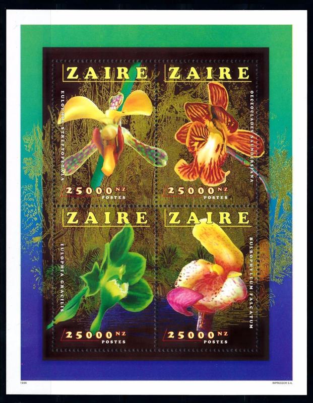 [66918] Zaire 1996 Flora Flowers Blumen Orchids Sheet MNH