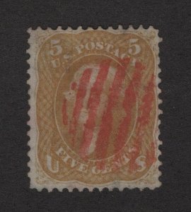 67a Brown Yellow F-VF used Red cancel with nice color cv $ 1150 ! see pic !